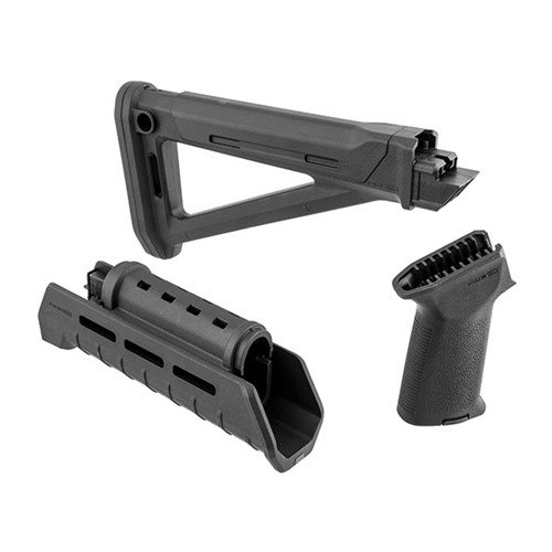 Améliore ton AK-47 avec le kit Magpul MOE : crosse fixe optimisée, garde-main M-LOK, grip ergonomique et stockage interne pour un contrôle optimal.