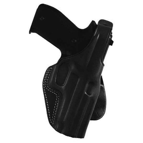 Le holster PLE Paddle de Galco en cuir premium te permet un accès rapide grâce à sa sangle de rétention et s'adapte à des ceintures jusqu'à 1 3/4