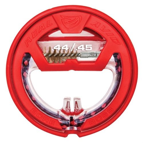 Le kit Bore Boss Handgun de Real Avid nettoie rapidement ton arme avec son câble de 12 pouces, brosse en bronze et mop tressé, idéal pour le terrain.