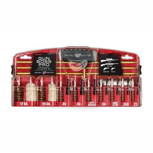 Le kit de nettoyage universel Gun Boss Pro de Real Avid te fournit tout le nécessaire pour nettoyer tes armes dans les calibres les plus populaires.