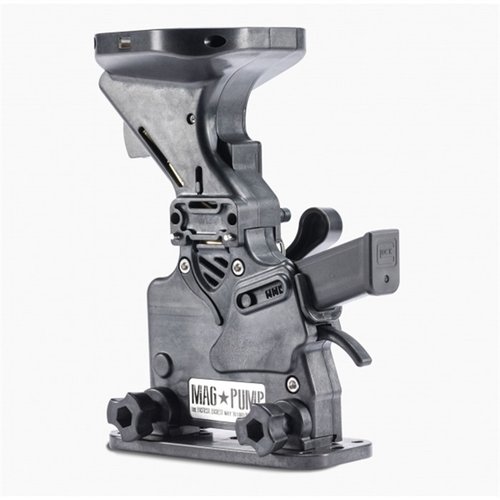 Le chargeur MagPump™ 9mm facilite le chargement des chargeurs double stack en moins d'une seconde, avec une capacité de 50 cartouches et compatible avec plusieurs marques.