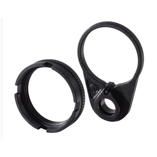 Améliore ton AR-15 avec le set Ratchet Lock Castle Nut et End Plate de Primary Weapons, compatible avec tous les tubes de buffer et facile à installer.