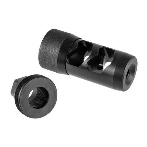 Le HELLFIRE 2P Muzzle Brake d'AREA 419 offre un confort de tir optimal, une installation facile sans outils et réduit le recul tout en contrôlant la montée du canon.