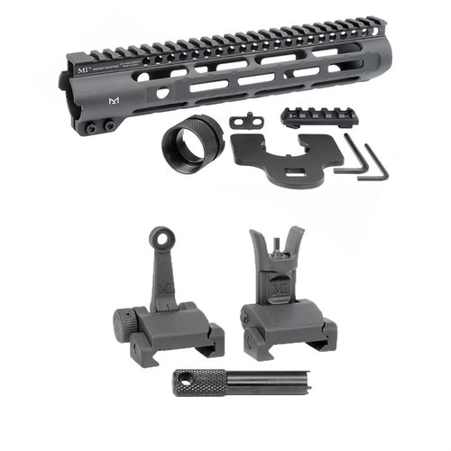 Améliore ton AR-15 avec le handguard Slim Line de Midwest Industries, offrant des points M-LOK, un rail Picatinny et des viseurs combat repliables.