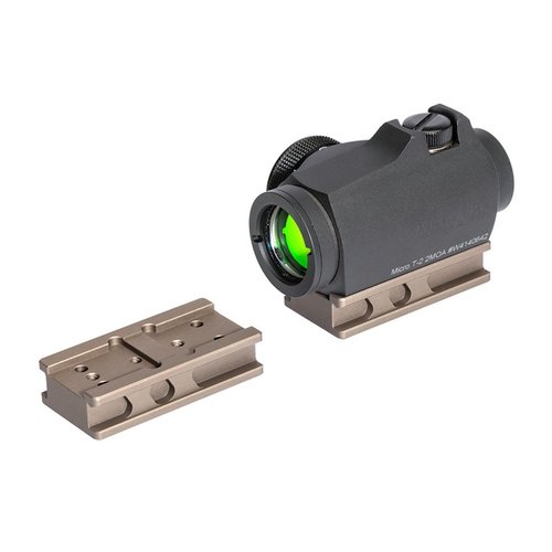 Ajoute un Micro Reflex Sight à ton Badger Mount avec l'adaptateur C.O.M.M., compatible avec Aimpoint T1/T2, en aluminium robuste et disponible en noir ou tan.