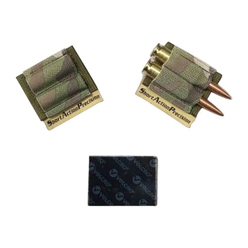 Avec le SAP Two Round Holder, tu peux garder deux cartouches à portée de main, s'attachant facilement avec Velcro à presque n'importe quel fusil.