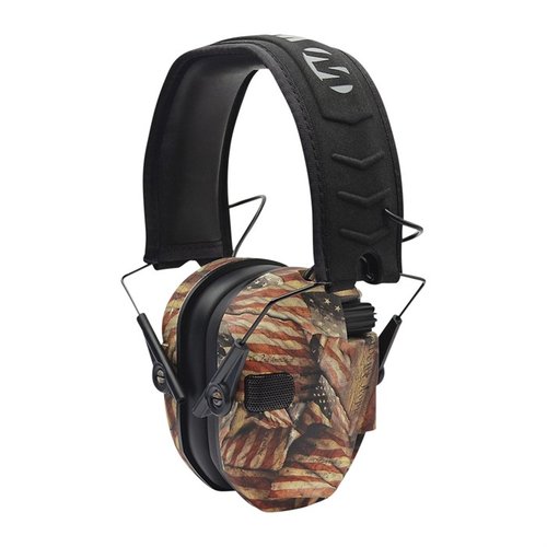 Les Walkers Razor Slim Electronic Muffs offrent une protection auditive compacte, pliable, avec 23 dB de réduction du bruit et un confort amélioré.