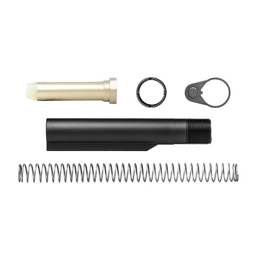 Le kit de buffer AR-15 d'Aero Precision comprend un tube en aluminium 7075-T6 et différents poids de buffer pour réduire l'overgassing et le recul.