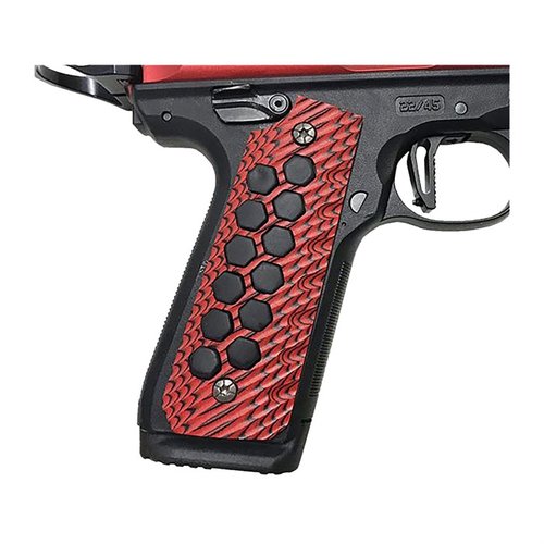 Améliore ton Ruger® MKIV™ 22/45™ avec les grips G10 "hiveBrid" : durabilité, texture agressive et inserts en caoutchouc pour un contrôle ultime!