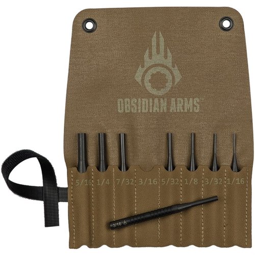 Le set de 8 poinçons Obsidian Arms est compact, durable et comprend des tailles variées, parfait pour tous tes besoins d'armurerie sur le terrain.