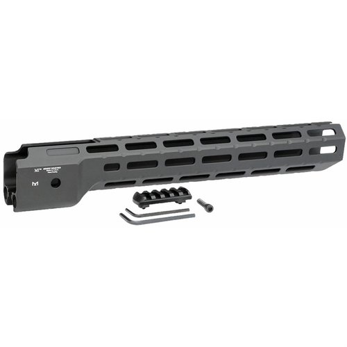 Améliore ton Ruger PC9 avec le Combat Rail M-LOK de Midwest Industries : léger, en aluminium, avec 8 slots M-LOK et 3 sockets QD pour un maximum d'accessoires.