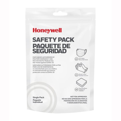 Avec le Honeywell Safety Pack, tu as un masque, des gants et des lingettes nettoyantes à portée de main, parfait pour rester protégé partout et à tout moment.