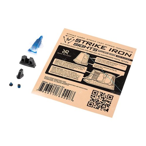 Les Strike Iron Sights pour Glock offrent une hauteur idéale pour co-witness avec un red-dot ou un silencieux, garantissant précision et clarté.