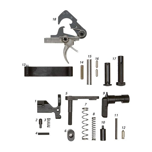 Le kit complet AR-15 LOWER PARTS avec ACT Trigger inclut tout le nécessaire pour assembler ton lower, avec la possibilité d'ajouter ou non la poignée !
