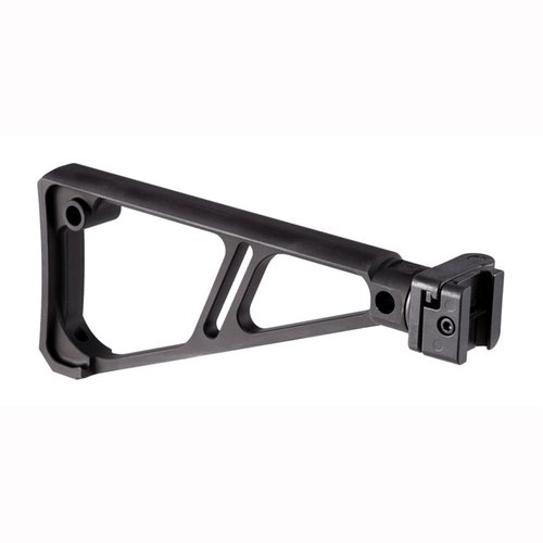 Le Side Folding Fixed Extruded Stock de Midwest Industries offre une conception robuste, un pliage compact, et un confort optimal grâce à sa surface incurvée.
