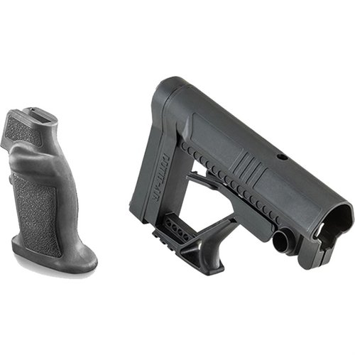 Le MBA-5 Buttstock est léger, ajustable et confortable, avec un rail Picatinny et le Chubby Grip® pour une prise optimale et un meilleur contrôle de tir.