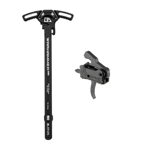AR-15 RA140 RAVE TRIGGER & WARHAMMER MOD2 CHARGING HANDLE BUNDLE - RISE ARMAMENT RA-140 RAVE CURVE TRIGGER & WARHAMMER MOD2 CHARGING HANDLE