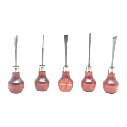 Le set de sculpture sur bois U.J. Ramelson comprend 5 outils en acier de haute qualité, prêts à l'emploi, parfaits pour tes projets de sculpture.