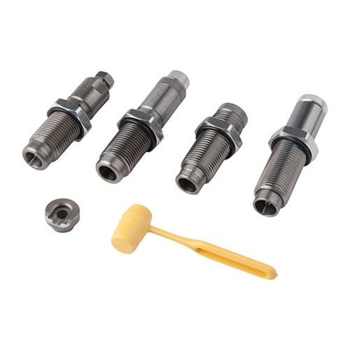Opte pour ce set de dies pour une polyvalence maximale : sizer full length, collet neck sizer, Easy Adjust Dead Length Bullet Seating Die et Factory Crimp Die.
