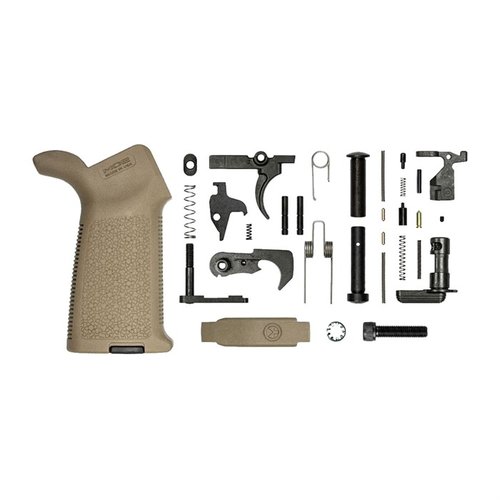 Le kit de pièces inférieures AR-15 d'Aero Precision avec la poignée Magpul MOE® te permet d'assembler facilement ton lower receiver avec des composants de qualité mil-spec.