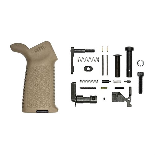 Le kit M4E1 Lower Parts d'Aero Precision avec MOE Grip te permet d'assembler facilement un lower receiver AR-15, sans trigger guard, idéal pour un upgrade.