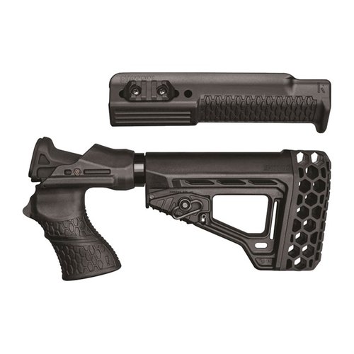 Le Blackhawk Knoxx SpecOps Gen III pour Remington 870 réduit le recul jusqu'à 80%, avec 6 positions ajustables et une prise en main ergonomique pour un tir optimal.