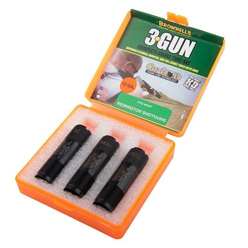 Le set de choke tubes Brownells & Carlson 3-Gun te permet de choisir le choke parfait pour chaque étape, avec des tubes en acier inoxydable 1704 pour des performances optimales.