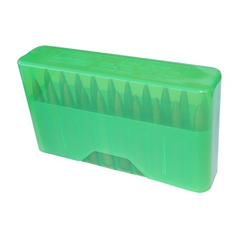 La boîte de munitions MTM Slip Top pour carabine est idéale pour ranger 20 cartouches 17 Rem-351 WSL, offrant une protection optimale et un accès facile.