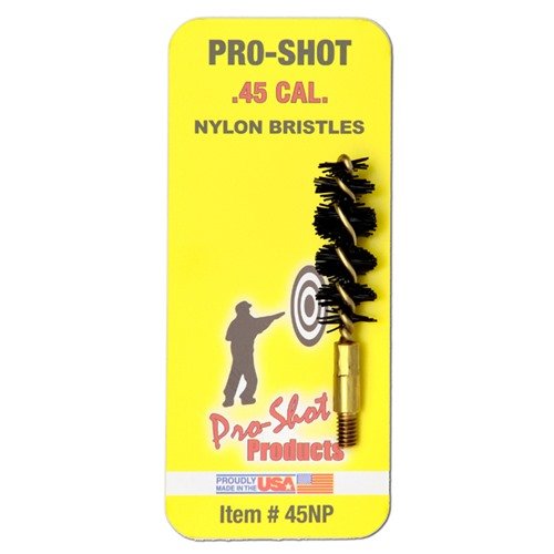 .45 CALIBER NYLON PISTOL BRUSH est idéal pour nettoyer efficacement ton arme, grâce à ses poils en nylon qui éliminent la saleté sans rayer le canon.