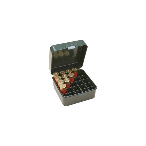 La boîte MTM Shotshell de 25 cartouches Flip-Top pour calibres 12 et 20 jusqu'à 3 pouces est idéale pour un accès rapide et un rangement sécurisé de tes munitions.