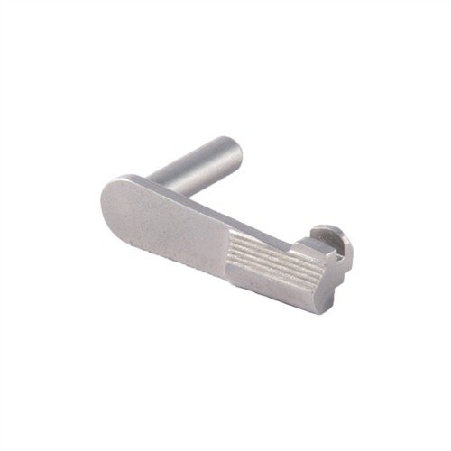Le slide stop Heavy Duty 1911 en acier durci assure un verrouillage précis et durable, disponible avec des pins standards ou oversized pour une précision maximale.