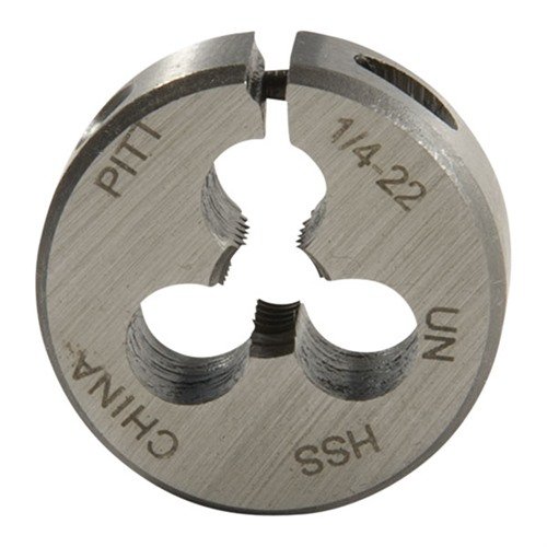 Les FRACTIONAL CARBON DIES de Brownells, en acier carbone, offrent précision et durabilité pour le filetage de tes composants d'armement, avec un diamètre de 13/16