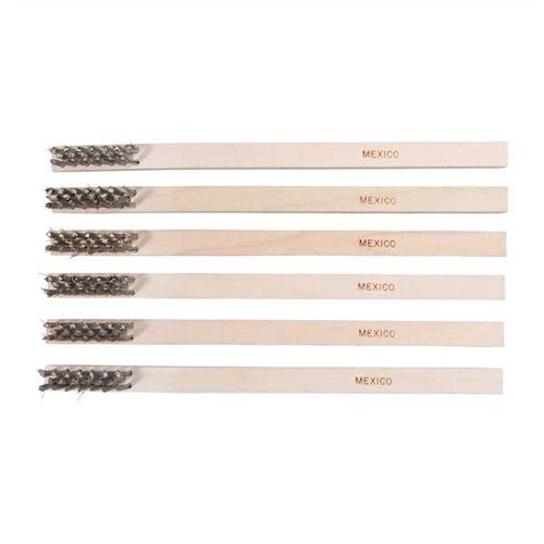 Ces brosses de nettoyage robustes en acier inoxydable, laiton ou nylon sont idéales pour un nettoyage efficace et durable de tes armes, avec un manche en bois cousu.