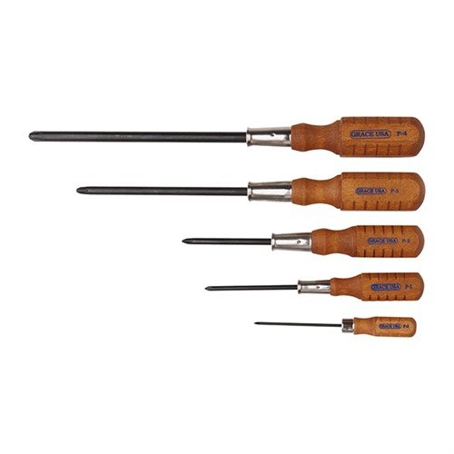 Le set de tournevis Phillips Grace USA offre des pointes en acier allié, des manches en bois ergonomiques et une finition noire pour une durabilité et précision optimales.