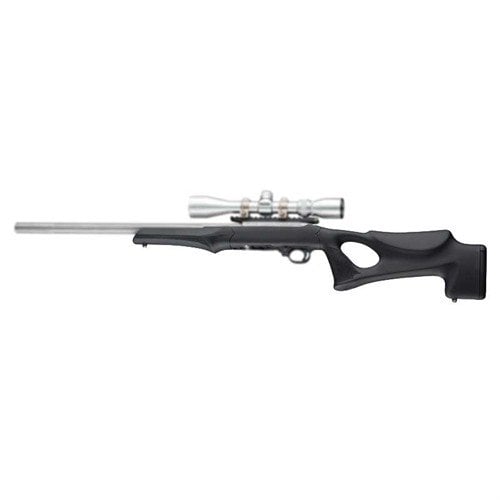 Améliore ton Ruger 10-22® avec la crosse Hogue Tactical Thumbhole : design ergonomique, canal de canon .920 et matériau OverMolded® résistant à l'humidité.
