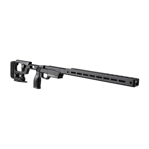 Le châssis Solus Competition pour Remington 700 SA offre modularité, ergonomie, ajustabilité, et compatibilité M-LOK pour une expérience de tir personnalisée.