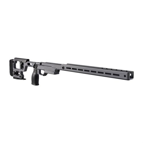 Le châssis Solus Competition pour Remington 700 SA offre modularité, ergonomie, ajustabilité et compatibilité avec M-LOK et Arca pour une expérience personnalisée.