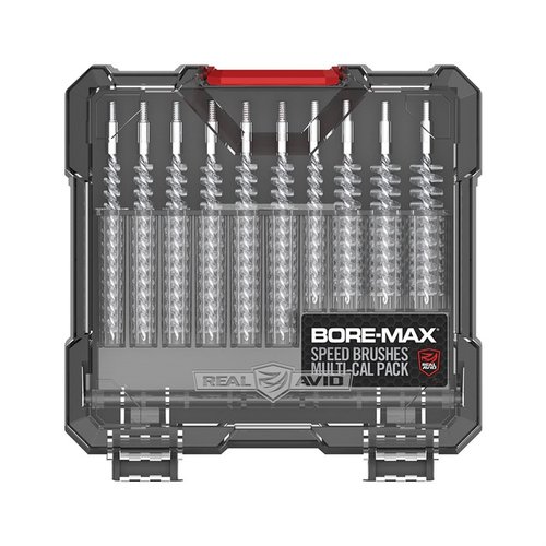 Le pack Bore-Max Speed Brushes comprend 10 brosses pour pistolets et fusils avec une densité de poils doublée pour un nettoyage rapide et efficace.