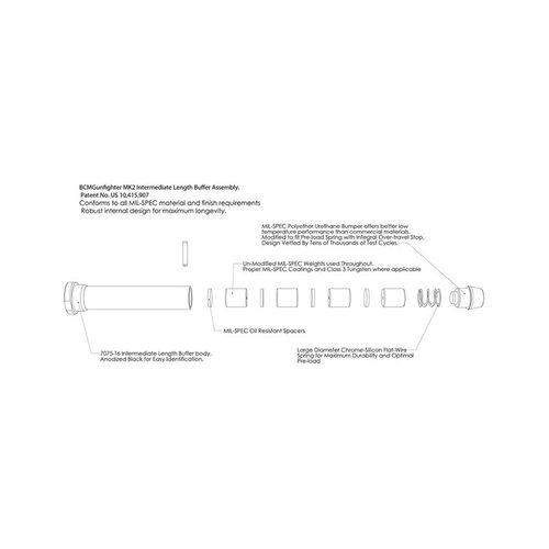 Le MK2 MOD 1 Buffer réduit le recul ressenti, améliore la vitesse du porteur et utilise un ressort M16A4 pour plus de fiabilité et de précision.