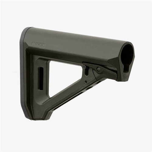 Le MOE RL Carbine Stock de MAGPUL offre un réglage de la longueur de tir sans rompre le contact, un design A-frame et une compatibilité avec les accessoires M-LOK.