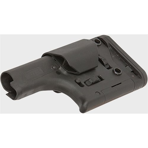 Le DMR Buttstock est parfait pour les carabines 5.56, avec des réglages de hauteur de crosse et de longueur de tir, et s'installe sans outils sur ton buffer tube.