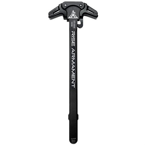Le RISE Armament Ambidextrous Charging Handle pour AR-308 offre des latches ambidextres, un usinage précis en aluminium 7075 et une finition anodisée noire durable.