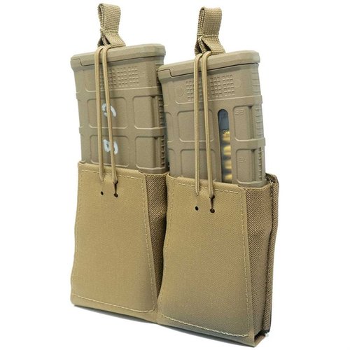 Le pouch de magazine double GBRS est MOLLE/BELT compatible, avec rétention bungee amovible et construction en Squadron laminate pour un accès rapide et sécurisé.