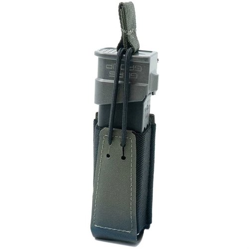 Le GBRS Group Single Pistol Mag Pouch est compatible MOLLE/belt, avec rétention bungee amovible et construction en Squadron laminate pour un accès rapide.
