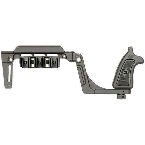 La Bounty Hunter Brace pour Taurus Raging Hunter offre stabilité, confort, et un design ambidextre, tout en permettant un stockage compact et un accès rapide aux munitions.