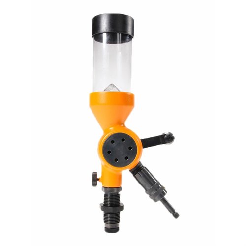 Avec le Lyman Brass Smith Powder Measure, mesure ton poudre avec précision grâce à son cylindre en acier, sa micromètre ajustable et ses tubes de chute pour tous calibres.