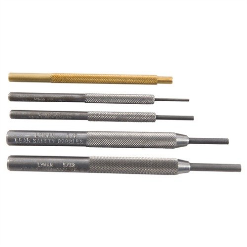 Le PISTOL PUNCH SET de LYMAN comprend cinq outils en acier et laiton, parfaits pour démonter et remonter ton pistolet sans rayer sa finition.
