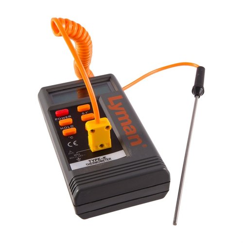 Le thermomètre numérique Lyman te permet de mesurer rapidement et avec précision la température de ton plomb, en Fahrenheit et Celsius, pour des balles de qualité.