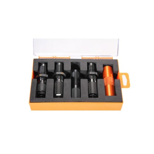 Le Lyman MSR Die Set permet de personnaliser tes recharges pour fusils semi-automatiques, avec un Small Base Sizing Die et un Taper Crimp Die pour un chargement optimal.