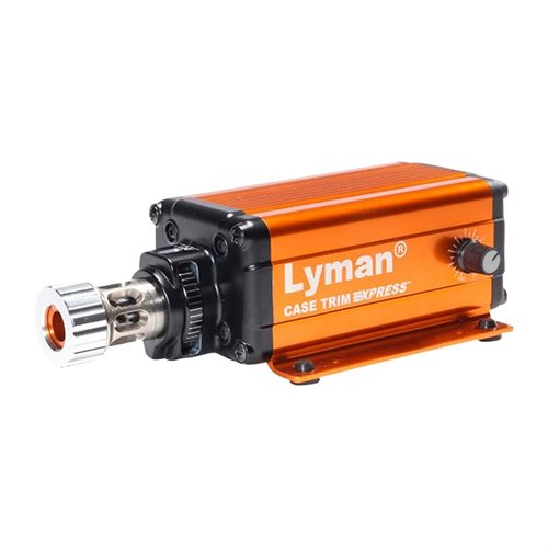 Le Case Trim Xpress de Lyman offre des coupes rapides et précises, jusqu'à 15 étuis par minute, avec un moteur variable et 10 douilles adaptées aux cartouches.